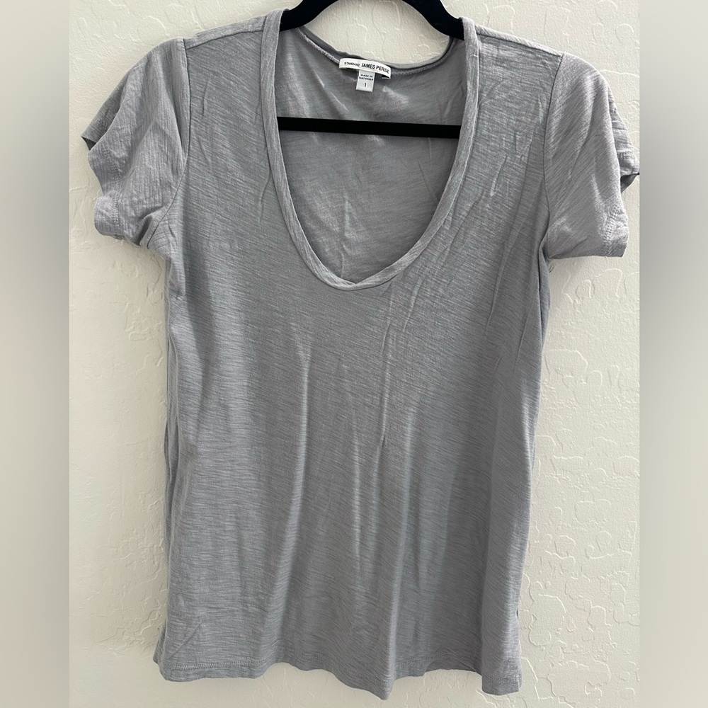 James Perse Slate Scoop Neck Short Sleeve Tee